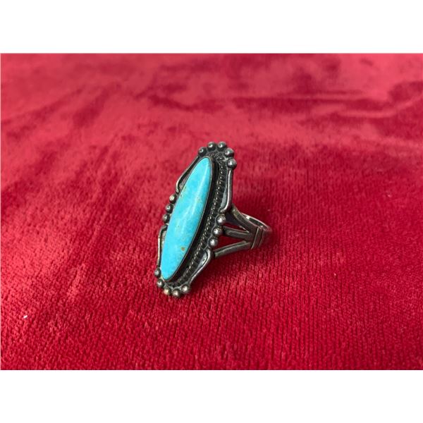 STERLING TURQUOISE NAVAJO SILVER RING SIZE 8