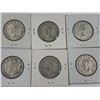 Image 2 : LOT OF 6 CANADIAN SILVER 50 CENT PIECES
