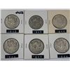 Image 1 : LOT OF 6 CANADIAN SILVER 50 CENT PIECES
