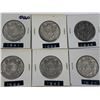 Image 1 : LOT OF 6 CANADIAN SILVER 50 CENT PIECES