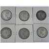 Image 2 : LOT OF 6 CANADIAN SILVER 50 CENT PIECES