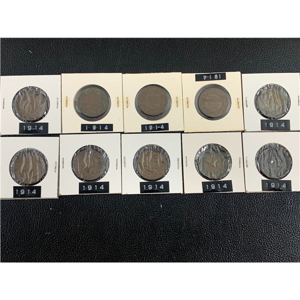 LOT OF 10 1914 CANADIAN LARGE CENT PENNIES