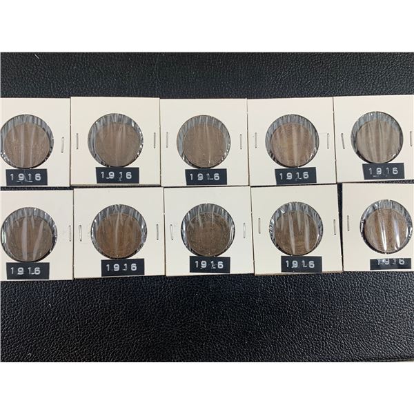 LOT OF 10 1916 CANADIAN LARGE CENT PENNIES