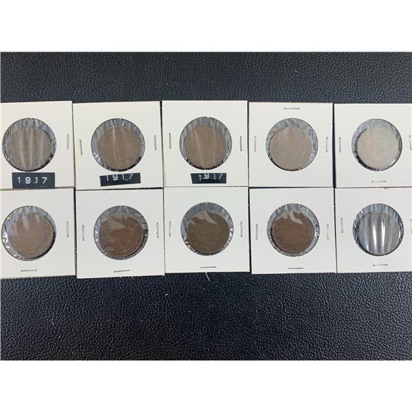 LOT OF 10 1917 CANADIAN LARGE CENT PENNIES