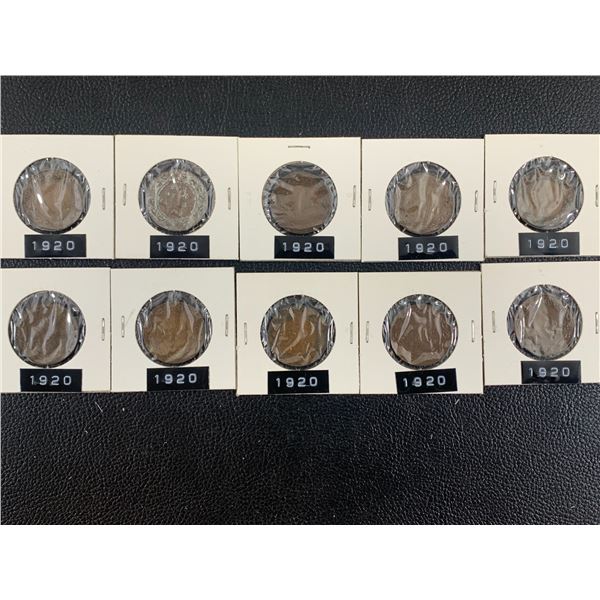 LOT OF 10 1920 CANADIAN LARGE CENT PENNIES