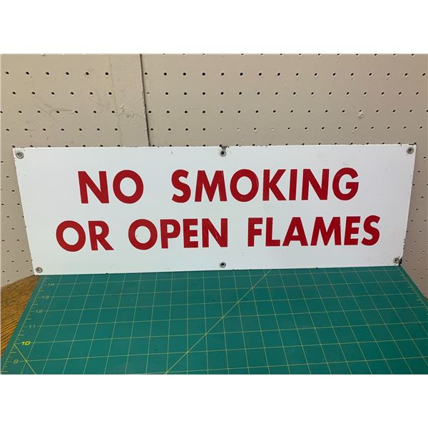 VINTAGE PORCELAIN NO SMOKING SIGN 24" x 8"