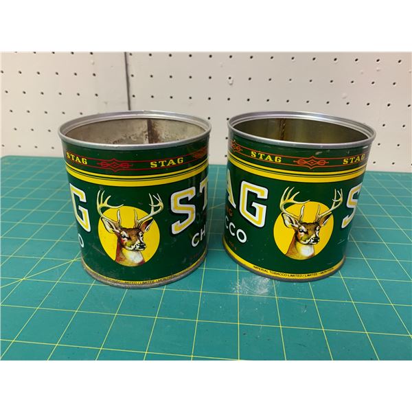 LOT OF 2 VINTAGE STAG TOBACCO TINS