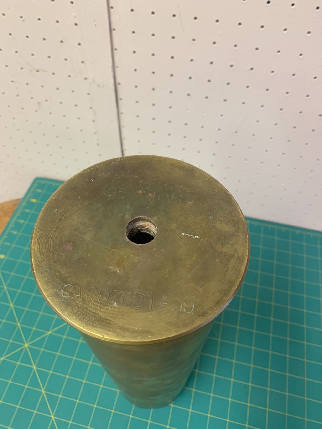 LARGE BRASS SHELL CASING 105MM - Schmalz Auctions