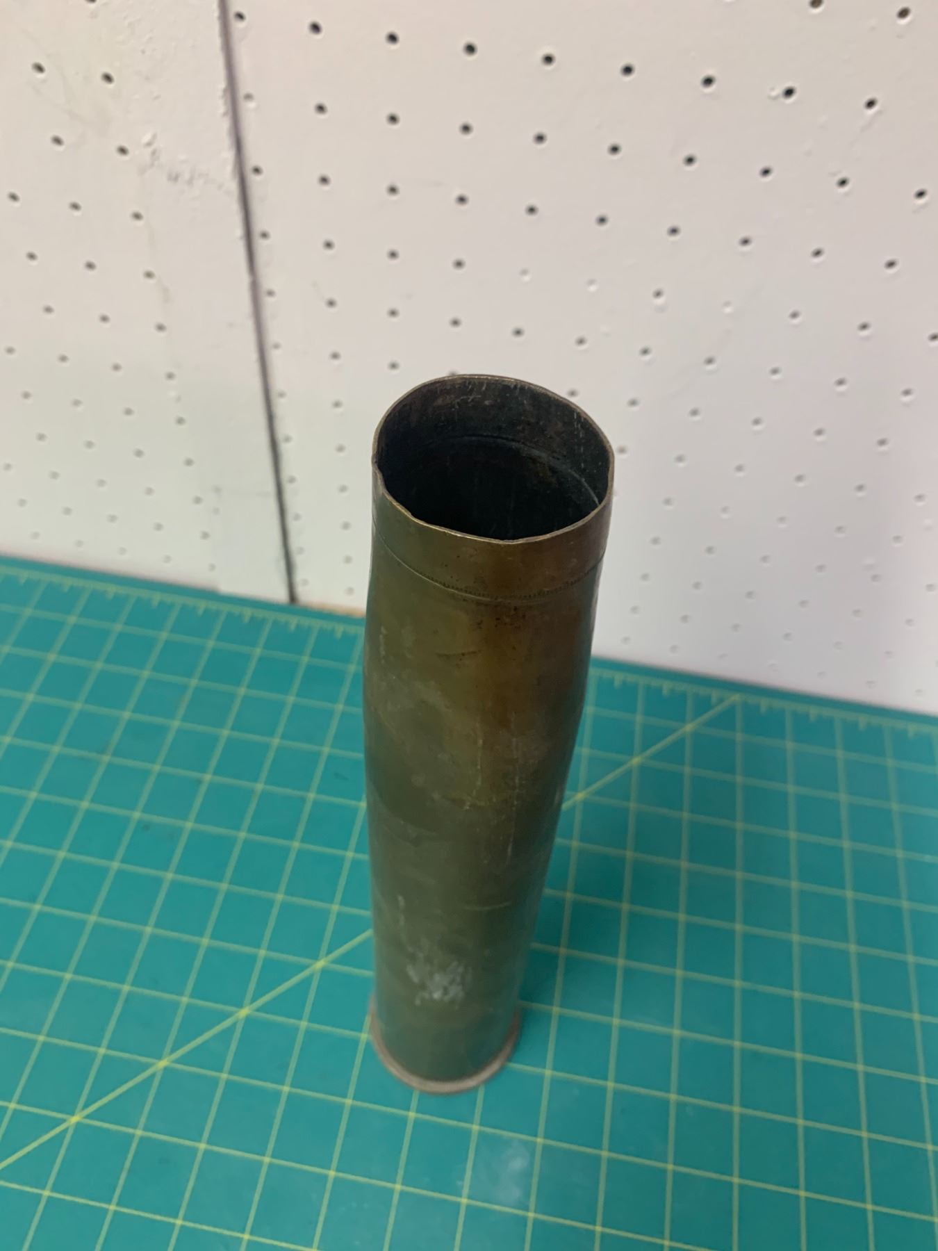 LARGE BRASS SHELL CASING 1954