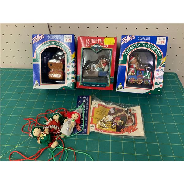 LOT OF VINTAGE ZELLERS CHRISTMAS ORNAMENTS ETC