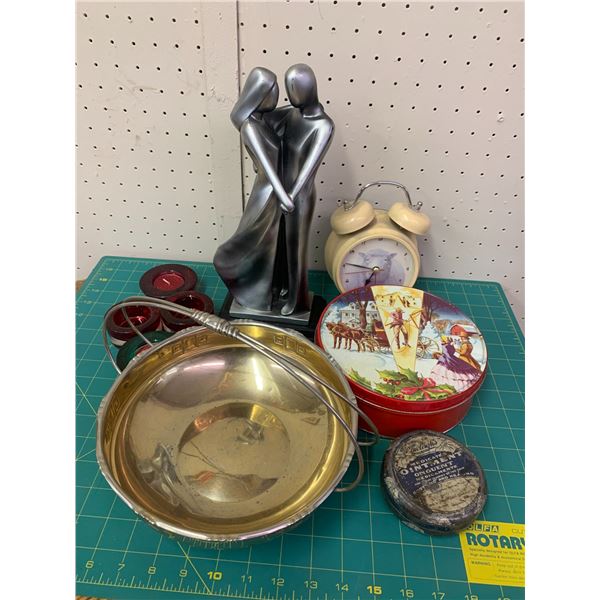 MISC LOT CANDLE HOLDERS CLOCK ETC