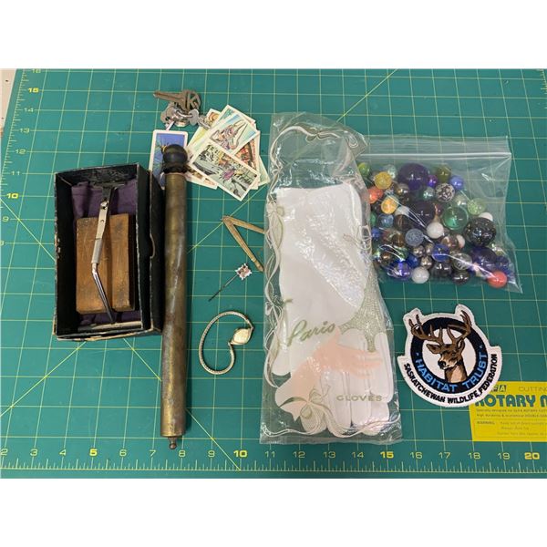 MISC LOT LADIES GLOVES MARBLES WATCH ETC