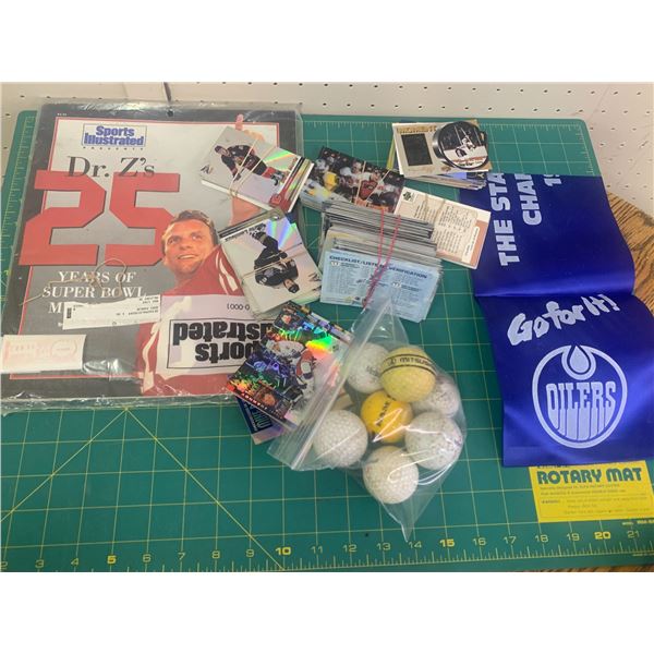SPORTS LOT CARDS GOLF BALLS ETC