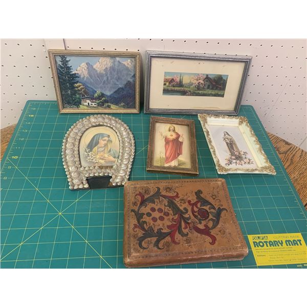 LOT OF FRAMED PIECES ETC