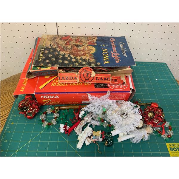 VINTAGE CHRISTMAS LIGHTS AND ORNAMENTS