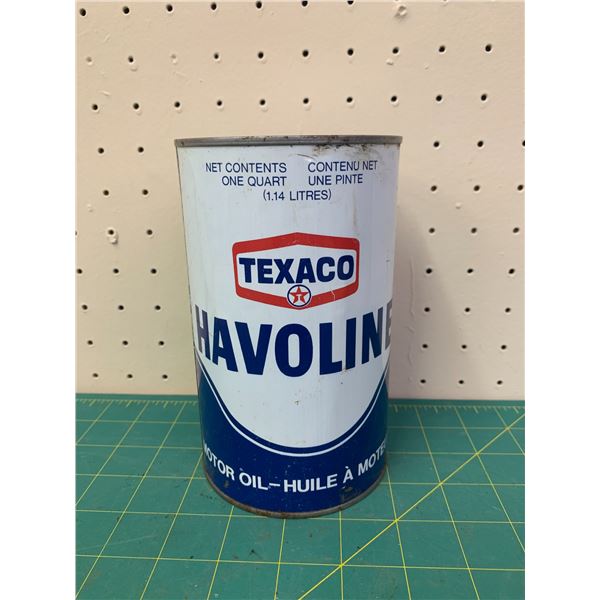TEXACO HAVOLINE ONE QUART OIL CAN FULL