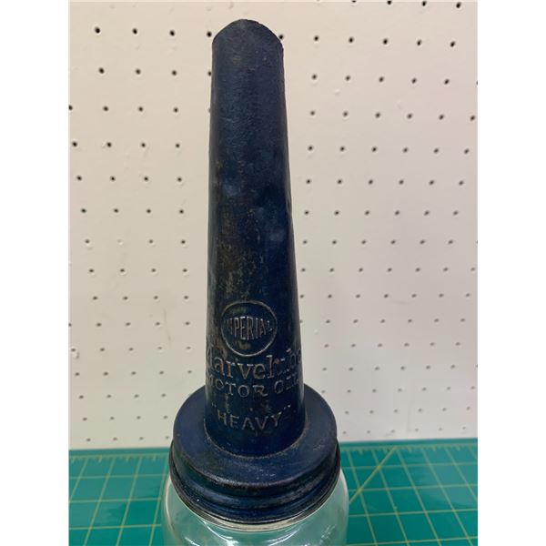1920S IMPERIAL MARVELUBE OIL BOTTLE SPOUT AND BOTTLE