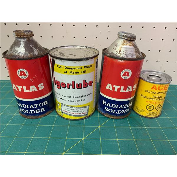 LOT OF OIL RELATED CANS FULL