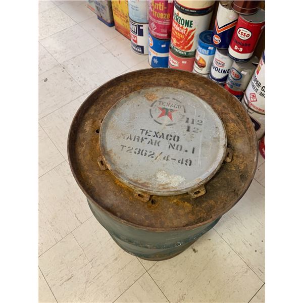 11 GALLON MARFAK GREASE BARREL SOME CONTENTS