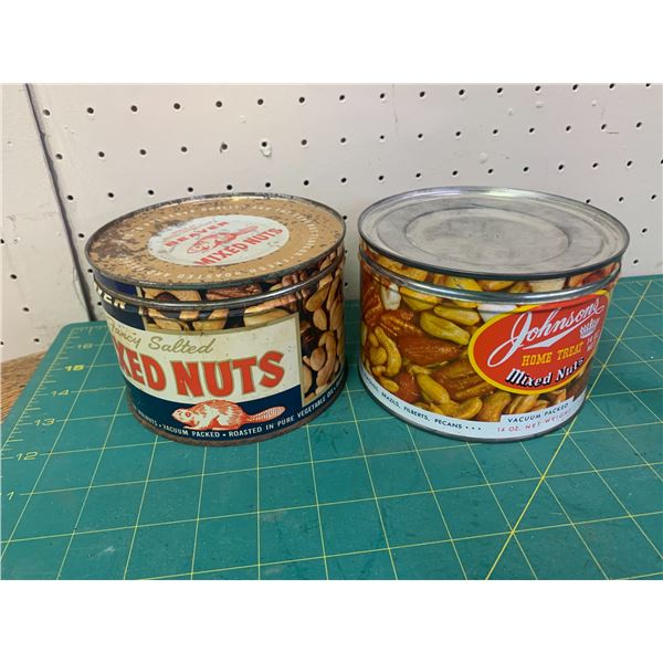 LOT OF VINTAGE KEY WIND NUT TINS BEAVER JOHNSONS