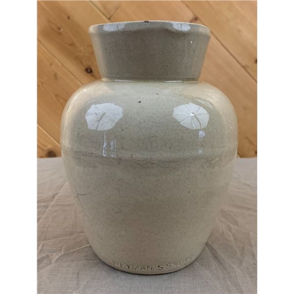 ANTIQUE ADVERTISING SNUFF CROCK WEYMAN'S