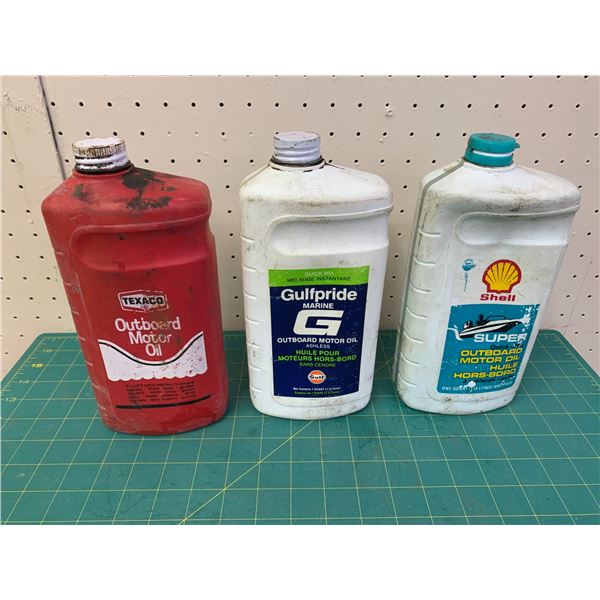 LOT OF 3 VINTAGE OUTBOARD MOTOR OIL JUGS