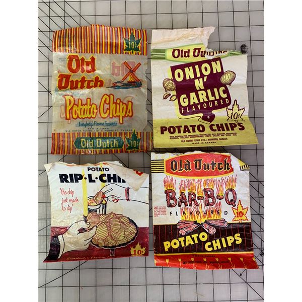 1960s VINTAGE OLD DUTCH POTATO CHIP BAGS