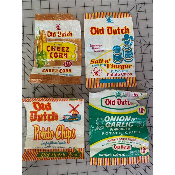 1960s 70s VINTAGE OLD DUTCH POTATO CHIP BAGS