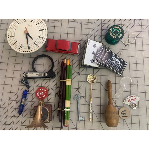 MISC SMALLS LOT SKELETON KEY PERFUME BOTTLE ETC