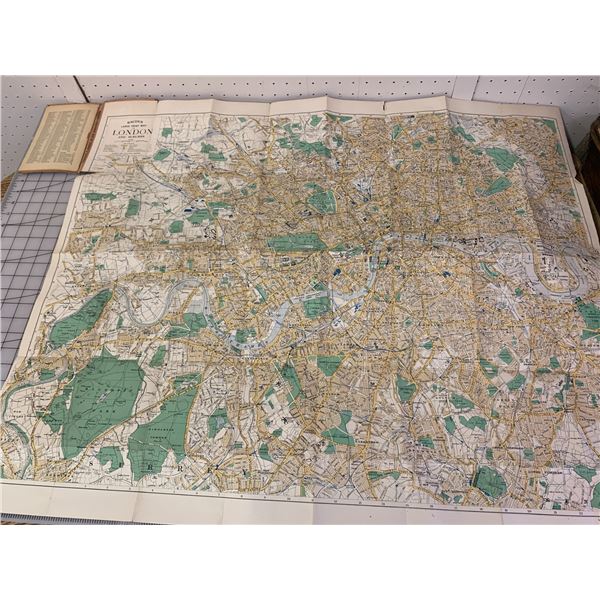 ANTIQUE 35.5" x 30 FOLD OUT LONDON STREET MAP BOOK