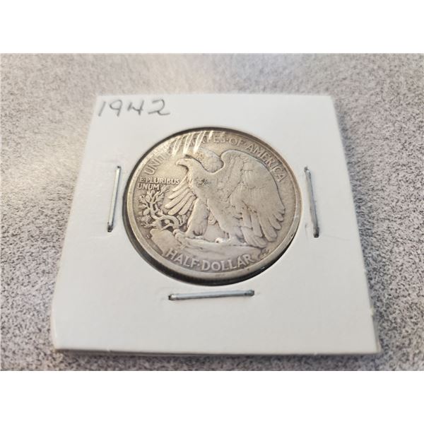 1942 S US Walking Liberty half dollar