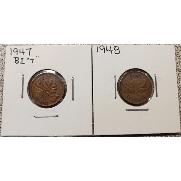 1947, 1948 One Cent (BL "7")