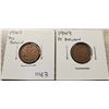 Image 1 : 2 X 1949 One Cent (PT Between)