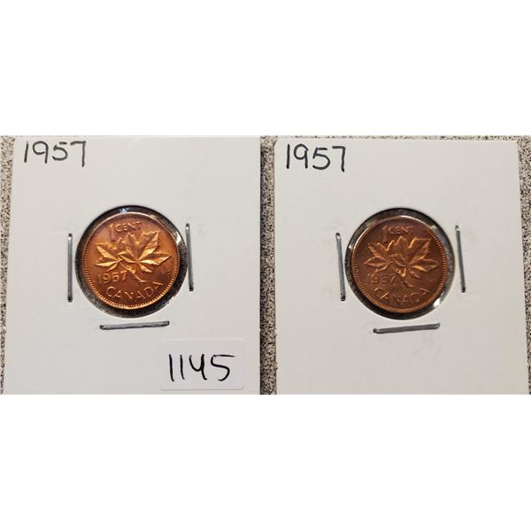 2 x 1957 One Cent