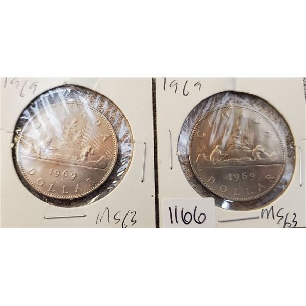 2 x 1969 Canada Nickel Dollar
