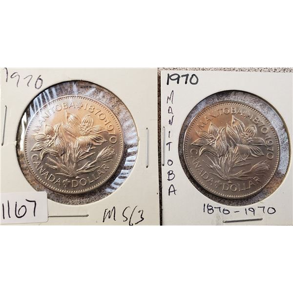 2 x 1970 Canada Dollars Manitoba