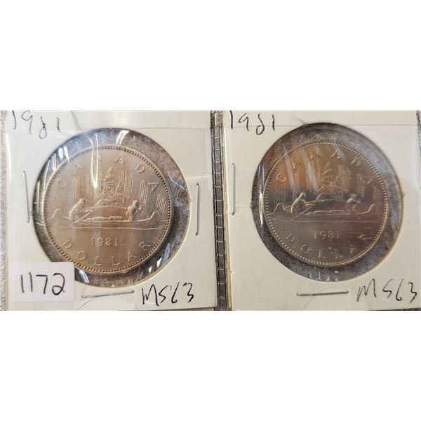 2 x 1981 Canada Dollars