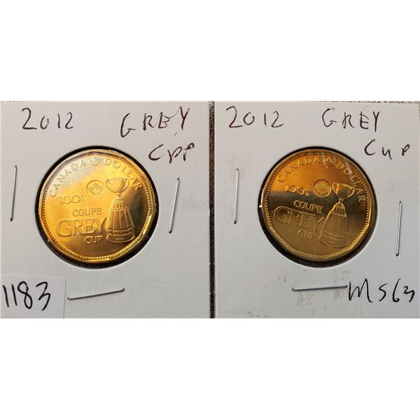 2012 Grey Cup Loonie x 2
