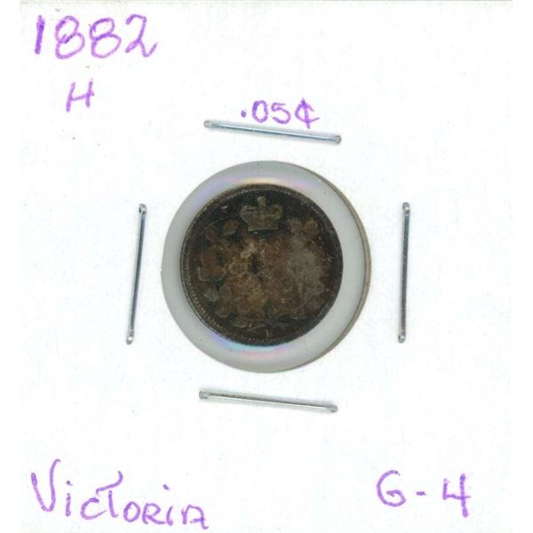 1882-H Victoria Five Cent Coin (G-4)
