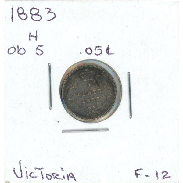 1883-H Victoria Five Cent Coin (F-12) (OB 5)
