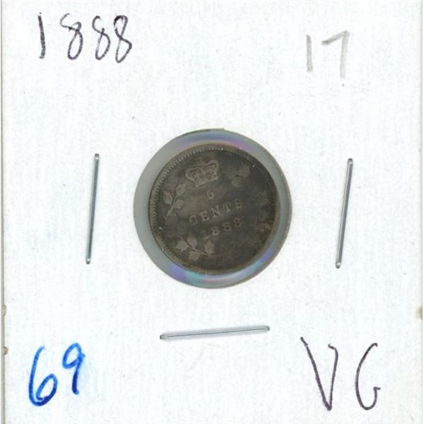 1888 Victoria Five Cent Coin (VG)