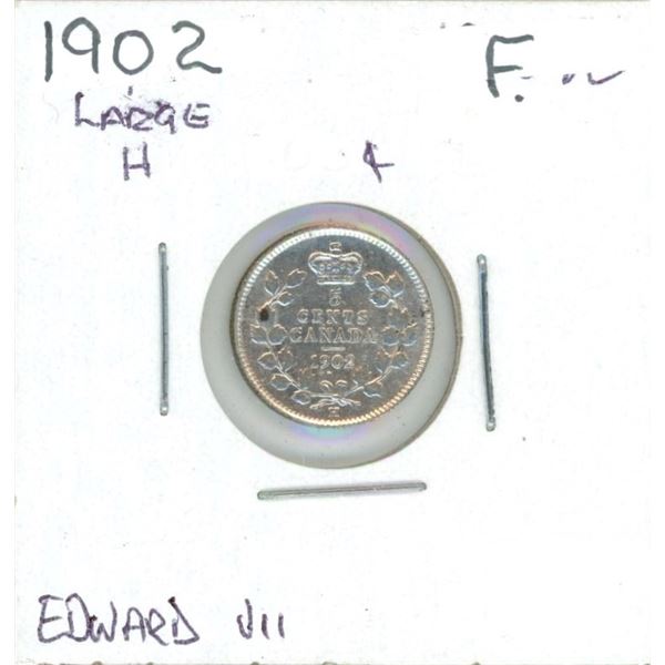 1902 Edward VII Five Cent Coin (Large H) (F.)