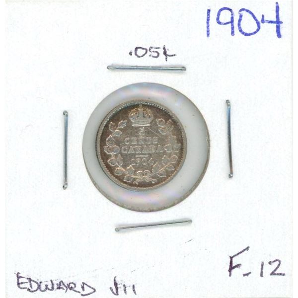 1904 Edward VII Five Cent Coin (F-12)
