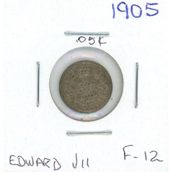 1905 Edward VII Five Cent Coin (F-12)