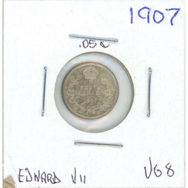 1907 Edward VII Five Cent Coin (VG-8)
