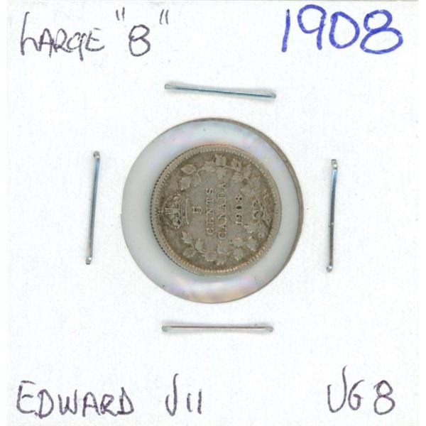 1908 Edward VII Five Cent Coin (VG-8) (large 8)