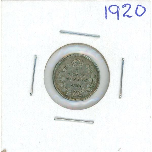 1920 George V Five Cent Coin