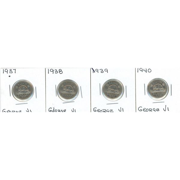 (4) George VI Five Cent Coin 1937-1940