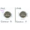 Image 1 : (2) George VI Five Cent Coin 1947 + 1948 (Maple Leaf)