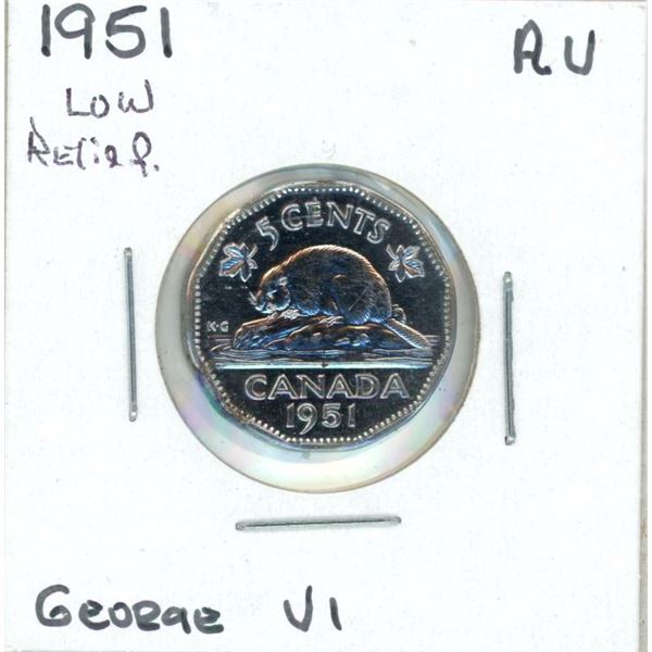 1951 George VI Five Cent Coin (AU) (Low Relief)
